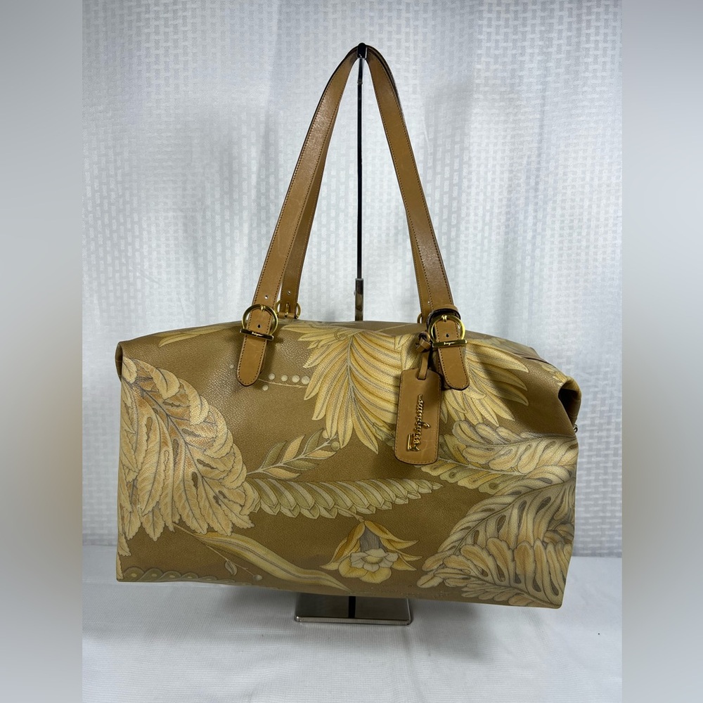Vintage Salvatore Ferragamo Botanical Travel Satchel Weekender